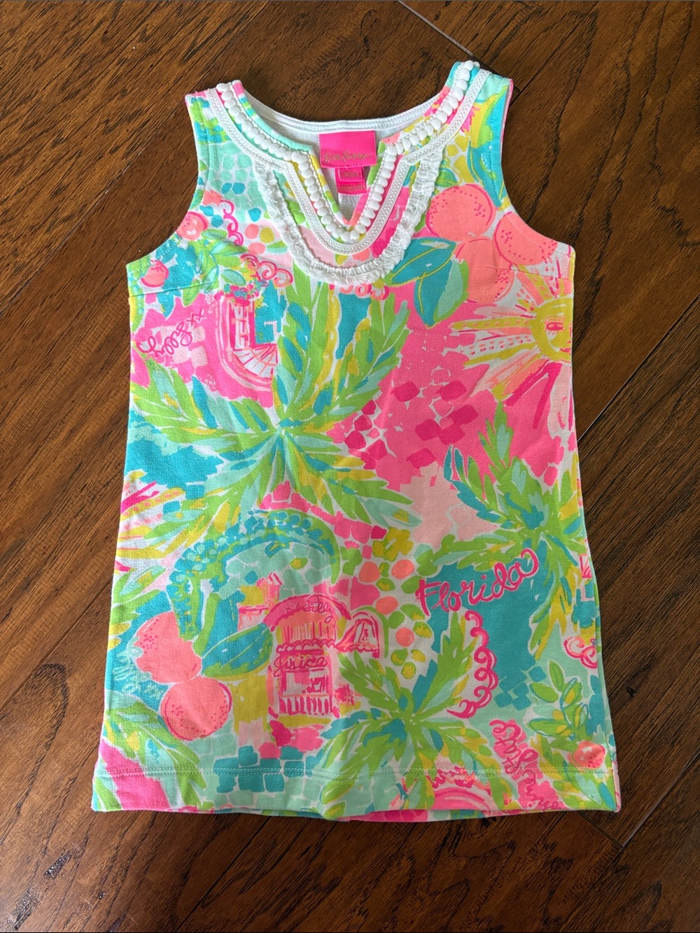 Lilly Pulitzer Pink, Turquoise & Lime Tropical Tank Top